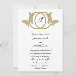 Convite de Casamento de Monograma de Borboleta de 