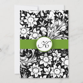 convite de casamento de monograma elegante e verde