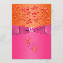 Convite De Casamento De Monograma Floral Cor-De-Ro