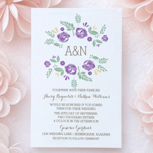 Convite de casamento de Monograma Floral de País R