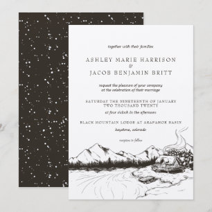 Convite de Casamento de Montanha no Inverno Rústic