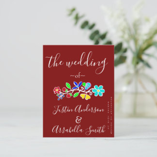 Convite de Casamento de Morango Floral Anishinaabe
