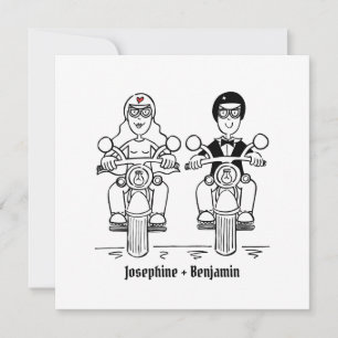 Convite de casamento de moto personalizado para mo