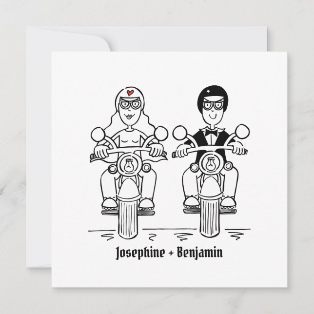 Convite de casamento de moto personalizado para mo (Frente)