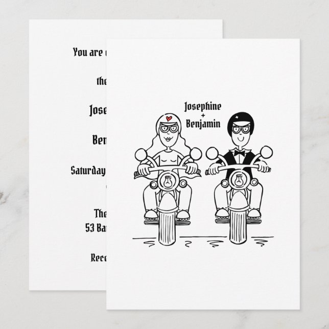 Convite de Casamento de Motocicleta de Motoqueiro (Frente/Verso)