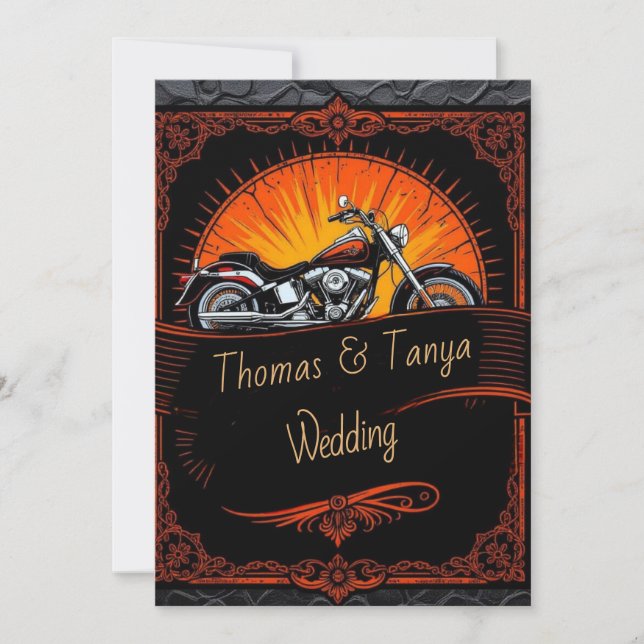 Convite de Casamento de Motociclista Personalizado (Frente)