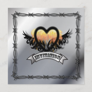 Convite de Casamento de Motociclista Rock Flames H