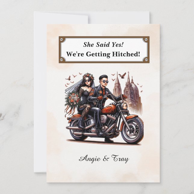 Convite de Casamento de Motociclista Simples (Frente)