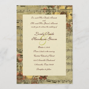 Convite De Casamento De Música Floral De Outono
