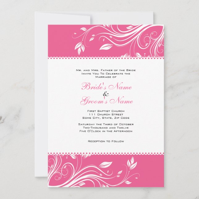 Convite De Casamento De Nadarias Florais A Rosa Qu (Frente)