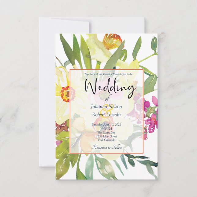 Convite de casamento de narcisos elegante (Frente)