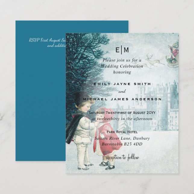 Convite de casamento de Natais vintages Românticos (Frente/Verso)