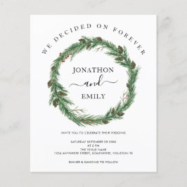 Convite de Casamento de Natal com Coroa de Pinheir