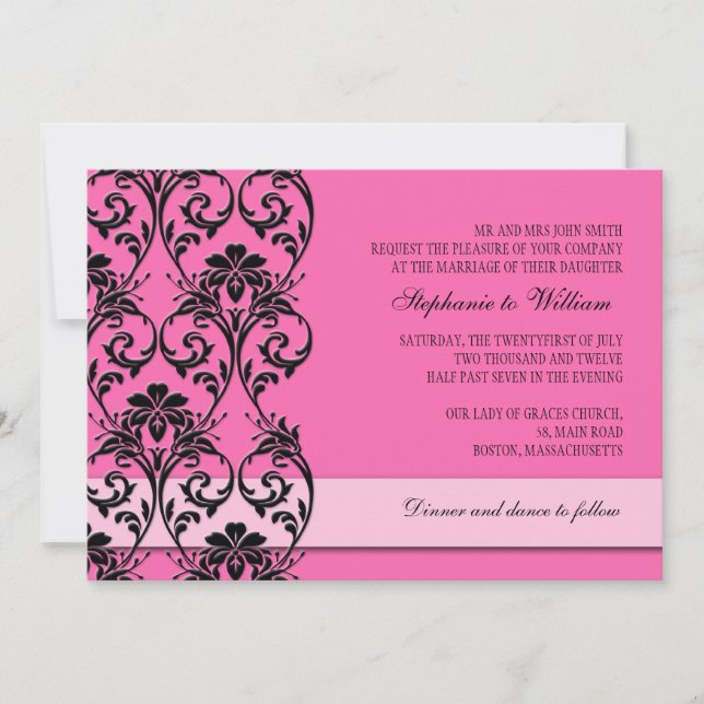 Convite De Casamento De Nave Floral De Vintage Ros (Frente)