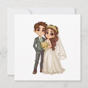 Convite de Casamento de Noiva e Noivo de Anime Fof