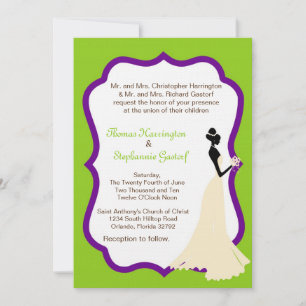 Convite de casamento de noiva verde elétrica 5x7