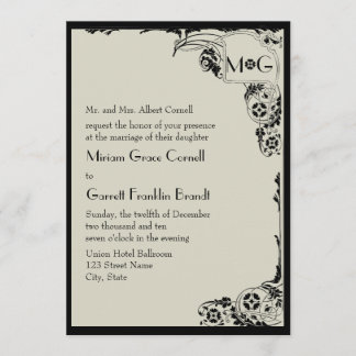 Convite De Casamento De Nouveau Monograma