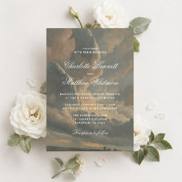 Convite de Casamento de Nuvens Vintage Arte Fina