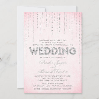 Convite de Casamento de Olhar para a Lente Rosa e