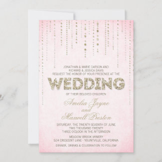 Convite de Casamento de Olhar para a Lente Rosa e