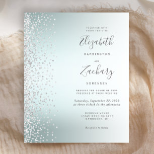 Convite de casamento de Ombre de Confetti Aqua Con