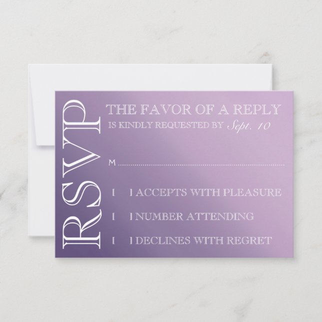 Convite de Casamento de Ombre Rpso rsvp (Frente)