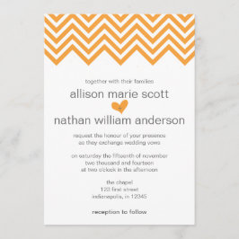 Convite De Casamento De Orange Chevron