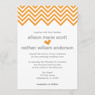 Convite De Casamento De Orange Chevron