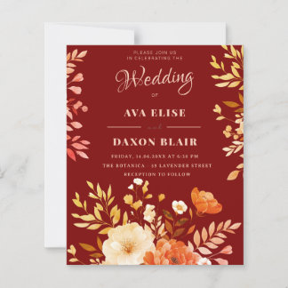 Convite De Casamento De Orçamento Floral Da Burgun