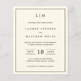 Convite de casamento de Orçamento Simples do Monog