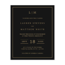 Convite de casamento de Orçamento Simples Preto e 