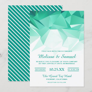 Convite De Casamento De Origami Geométrica Verde 