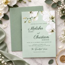Convite de casamento de orquídeas em aquarela eleg