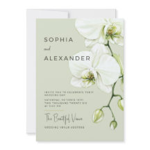 Convite de casamento de orquídeas em aquarela eleg
