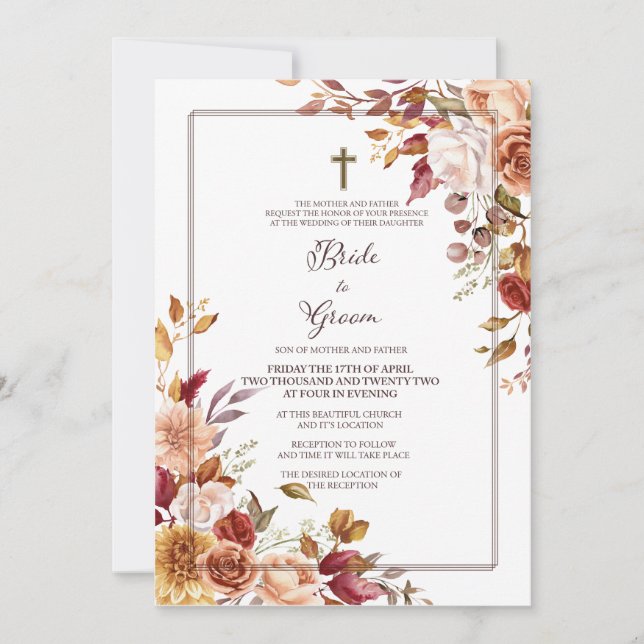 Convite de Casamento de Outono (Frente)