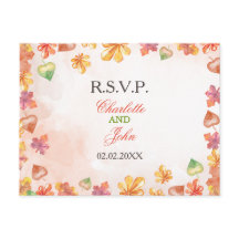 Convite de casamento de outono aquarela RSVP
