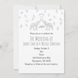 Convite de Casamento de Outono com Dois Elefantes 