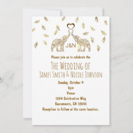 Convite de Casamento de Outono com Dois Elefantes 