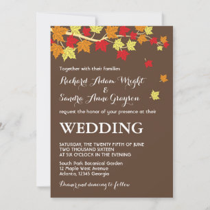 Convite de Casamento de Outono com Folhas de Maple