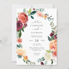 Convite de Casamento de outono de Quadro Floral