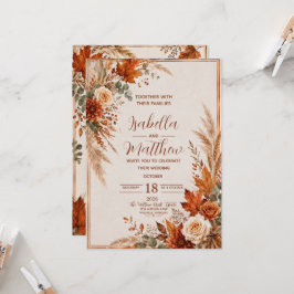 Convite de Casamento de Outono Elegante Personaliz