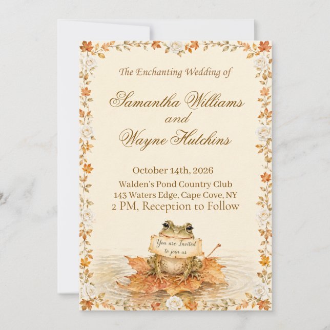 Convite de Casamento de Outono Encantado com Rosas (Frente)