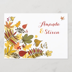 Convite de Casamento de Outono Folhas, Sementes,