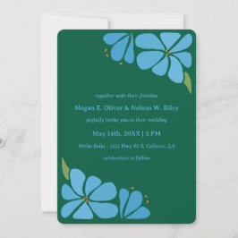 Convite De Casamento De Padrões De Flor Azul