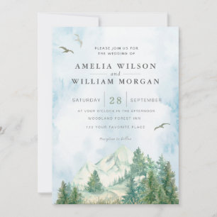 Convite de Casamento de Paisagem Montanhosa em Aqu