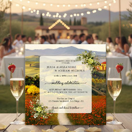 Convite de Casamento de Paisagem Toscana Colorida