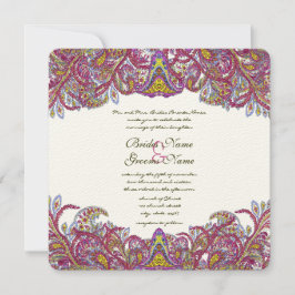 Convite de casamento de Paisley Pink Pink Pink