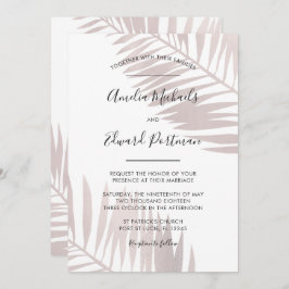 Convite De Casamento De Palmas De Blush Tropicais