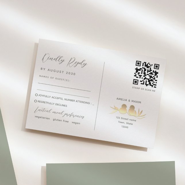 Convite de Casamento de Papagaios-verdes QR (Criador carregado)
