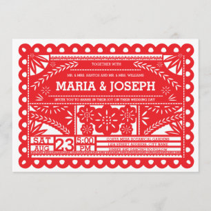 Convite de casamento de Papel Picado - vermelho